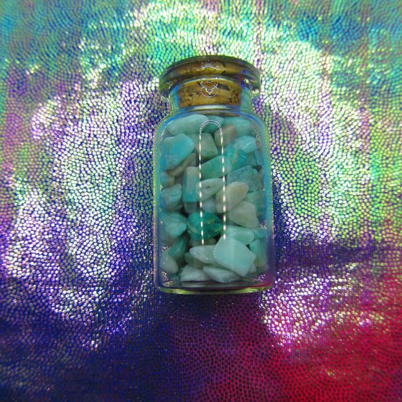 Amazonite Gemstone Chips In A Bottle Embellishments Natural Semi Precious - Picture 3 of 3